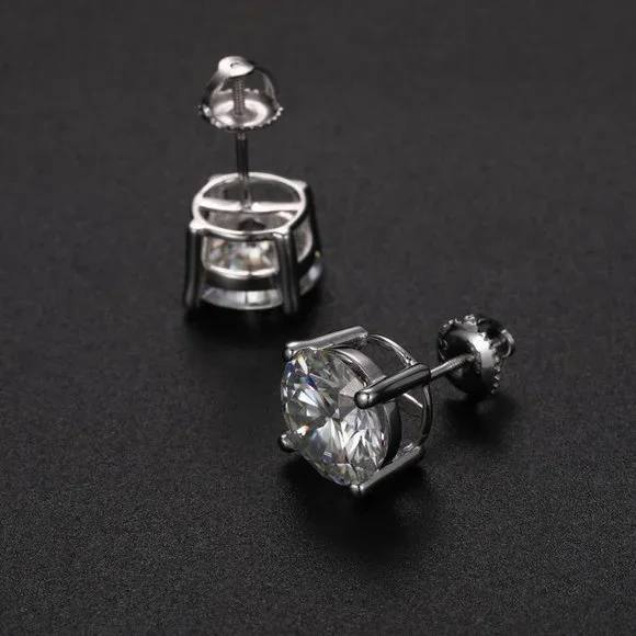 Certified 2ct. t.w. Moissanite Diamond Round Stud Earrings NEW